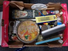 A box of Artist's items, brushes,