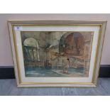 After Sir William Russell Flint : The Marchesa's Boathouse, colour print, 34.5 cm x 24 cm, framed.