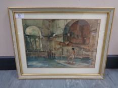 After Sir William Russell Flint : The Marchesa's Boathouse, colour print, 34.5 cm x 24 cm, framed.