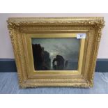 George Balmer (1806-1846) : Marsden Rock, oil on panel, 16 cm x 21 cm,