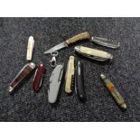 Ten pocket / pen knives various