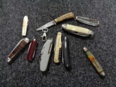 Ten pocket / pen knives various