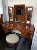 A Willis and Gambier dressing table with triple mirror and stool CONDITION REPORT: