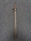 A WW I Remington bayonet in scabbard