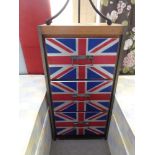 A Union Jack designed wood and metal framed chest of drawers