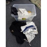 A box of vintage clothing, Navy part uniforms,