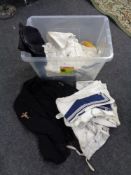 A box of vintage clothing, Navy part uniforms,