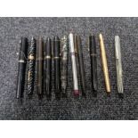 A quantity of vintage fountain pens with 14ct gold nibs comprising Conway Stewart 27, Swan pen,