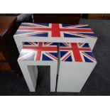 A nest of contemporary tables with Union Jack top