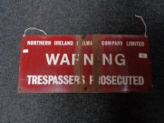 A Northern Ireland trespasser warning notice