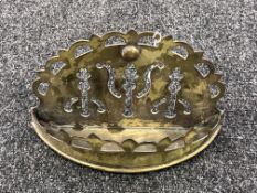 A 19th century brass wall pocket CONDITION REPORT: 15cm high by 23cm wide by 7cm