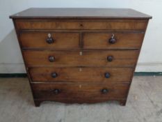 A nineteenth century mahogany five drawer chest