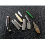 Ten pocket / pen knives various