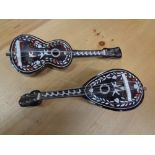 Two miniature stringed instruments with mother of pearl decoration