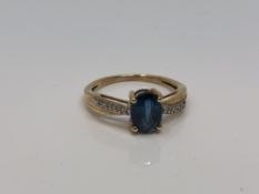 A 9ct gold kyanite and diamond ring, size N CONDITION REPORT: 2.