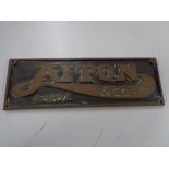 A vintage cast iron plaque - Aiton and Company ltd Derby