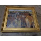 Continental school : Horses, oil on canvas, framed.