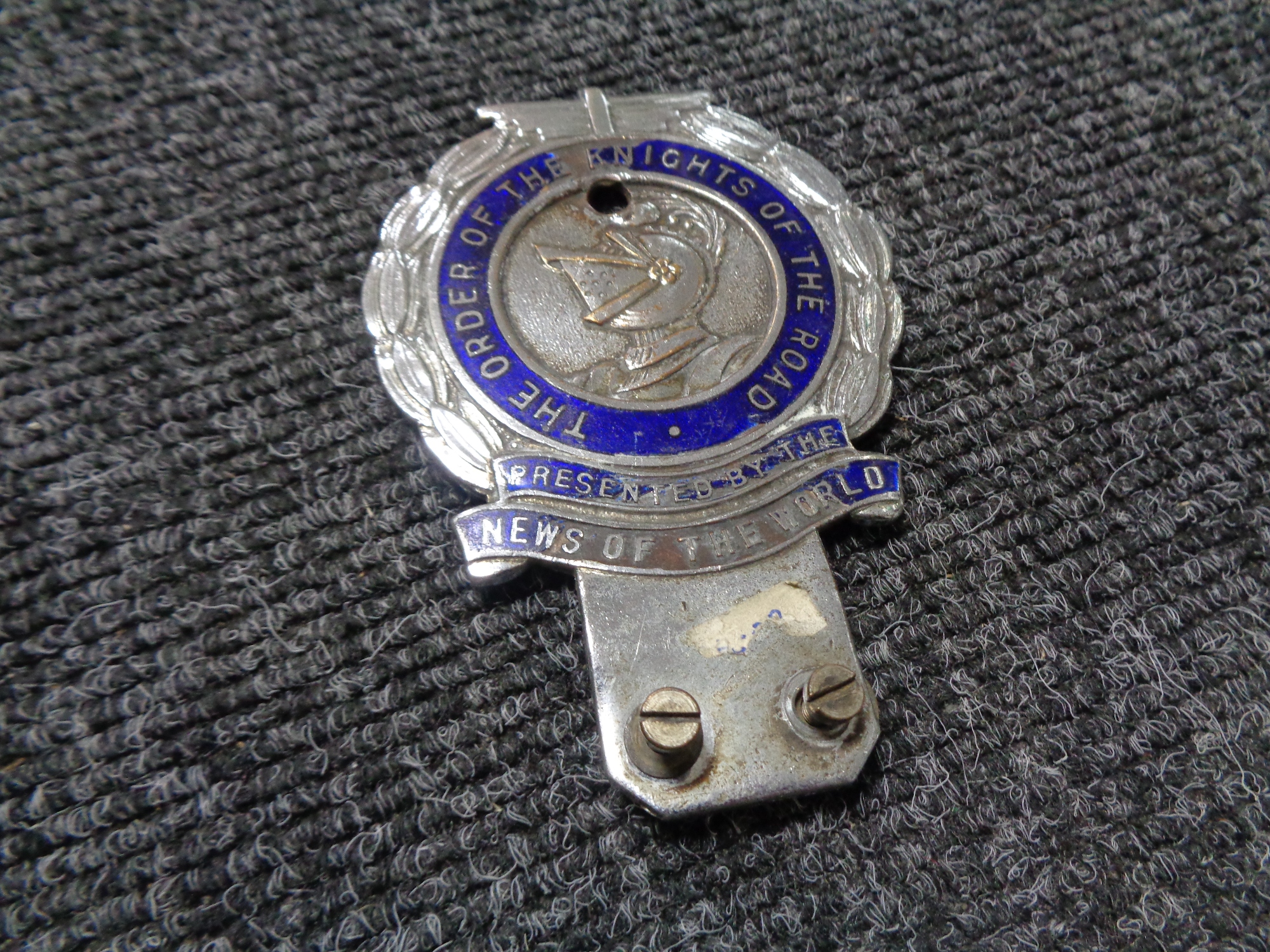 A vintage motor car badge - The order of the knights of the road,