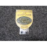 A vintage motor car badge - Staffordshire and Shropshire Landrover club