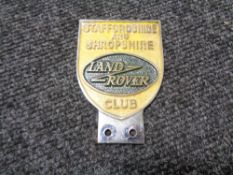 A vintage motor car badge - Staffordshire and Shropshire Landrover club