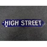 An enamelled sign 'High Street'