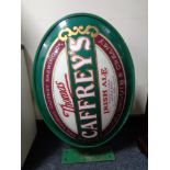 A Thomas Caffrey Irish Ale advertising sign