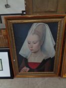 An antique style portrait picture in a gilt frame CONDITION REPORT: This is a print