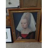 An antique style portrait picture in a gilt frame CONDITION REPORT: This is a print