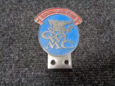 A vintage motor car badge - South Shields GWMC