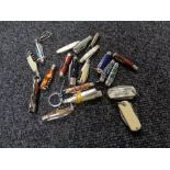 Twenty miniature pocket / pen knives