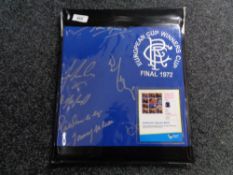 An authentic signed football shirt - Rangers European Cup Winners 1972.