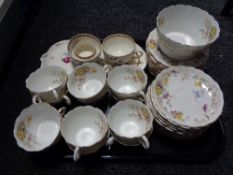 A tray of antique tea china,