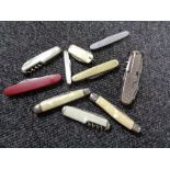 Ten pocket / pen knives various