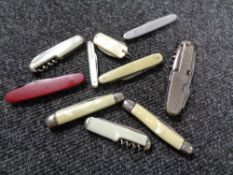 Ten pocket / pen knives various