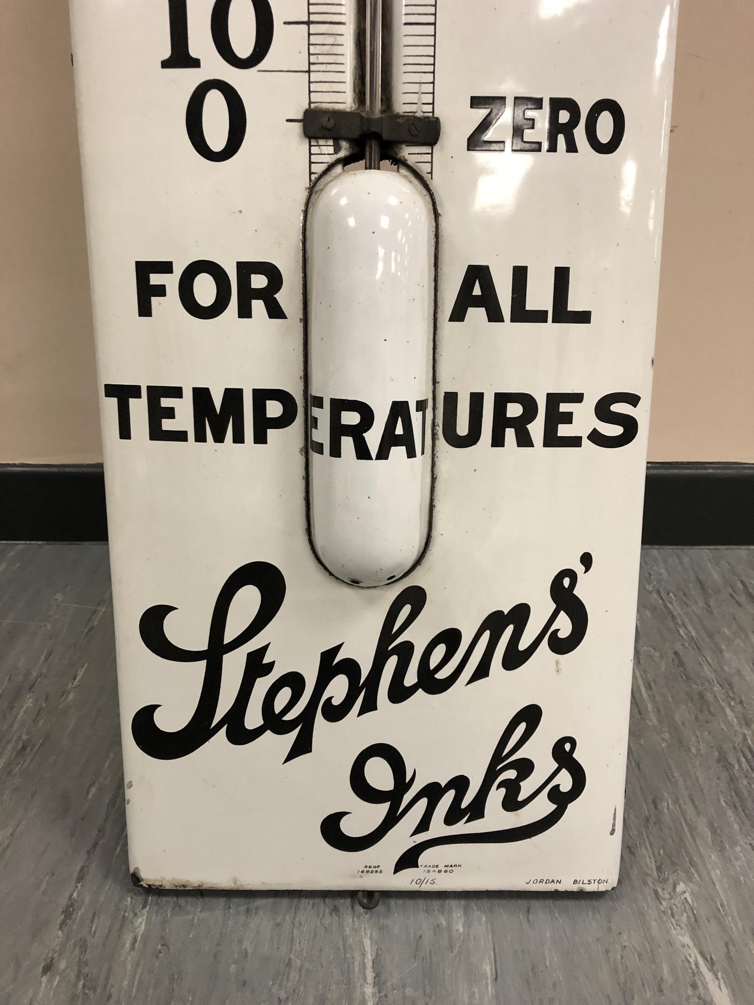 A Ralph Bilston enamelled 'Stephens' Inks' advertising thermometer, numbered 10/15, - Image 5 of 17