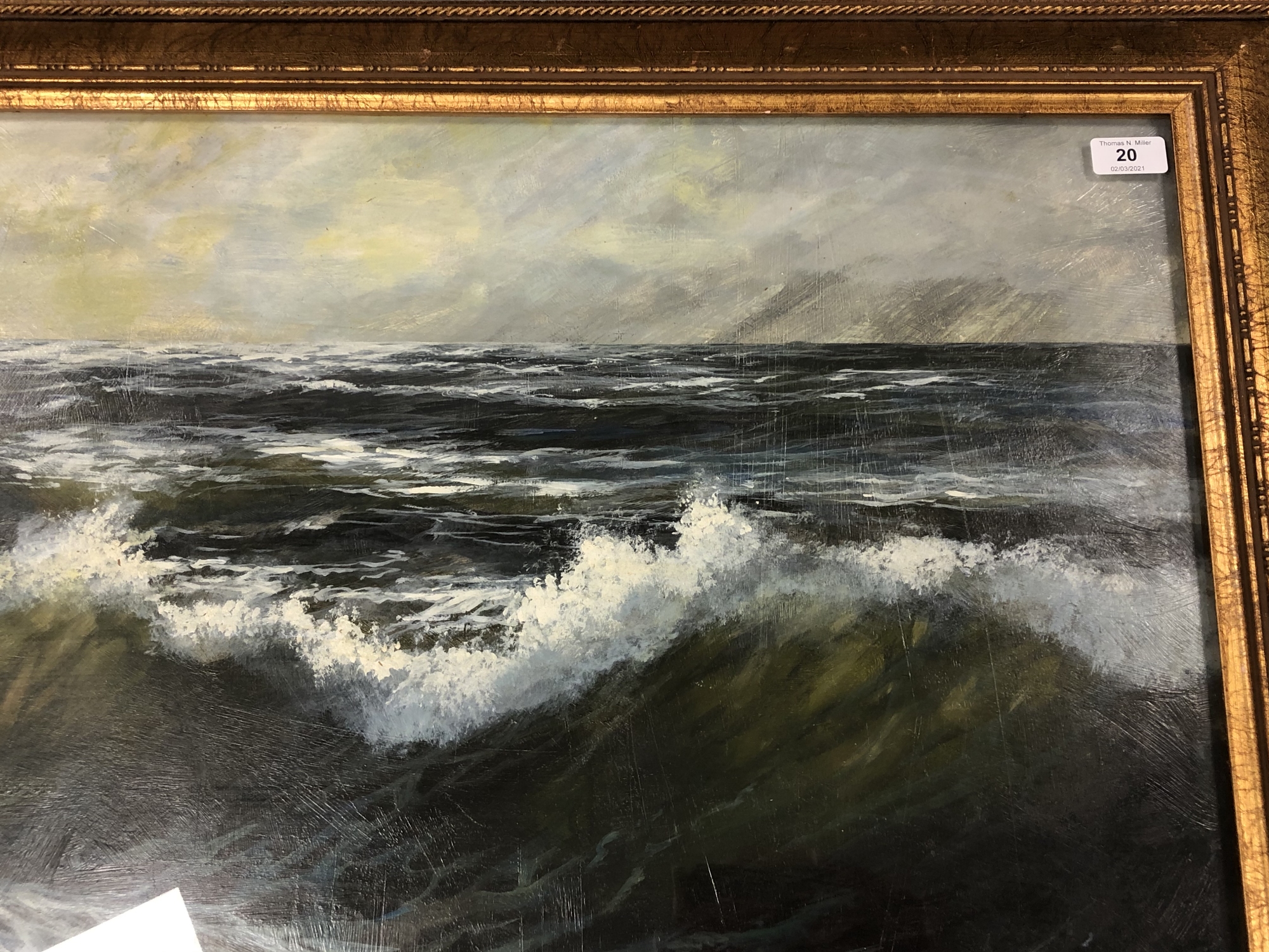 John Falconar Slater (1857-1937) : Seascape with Breaking Waves, oil on board, signed, - Image 6 of 7