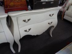 A reproduction continental style two drawer white chest of drawers CONDITION REPORT: