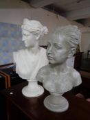 A white contemporary bust and one other.