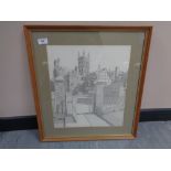 Arnold : Gloucester Cathedral, pencil study, 35 cm x 40 cm, framed.