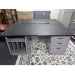 A mid century 'Norwood Steel Equipment' desk with three drawer pedestal and filing storage,
