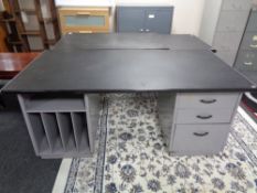 A mid century 'Norwood Steel Equipment' desk with three drawer pedestal and filing storage,