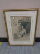 Victor Noble Rainbird (1888-1936) : A Lady Seated by a Fireplace, watercolour, signed,