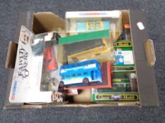 A crate of Dinky die cast vehicles,