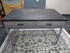 A mid century 'Norwood Steel Equipment' two drawer desk, width 122 cm,