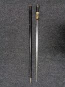 An early twentieth century Continental sword stick CONDITION REPORT: This is 93cm