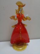 A Murano glass figure - lady in red dress