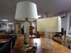 Five contemporary table lamps perspex and metal