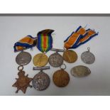 A bag of seven WW I medals - Grenadier H. Perry and Private W.