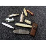 Ten pocket / pen knives various