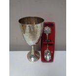 A mid century Chinese silver presentation goblet - Champion Sneezer,